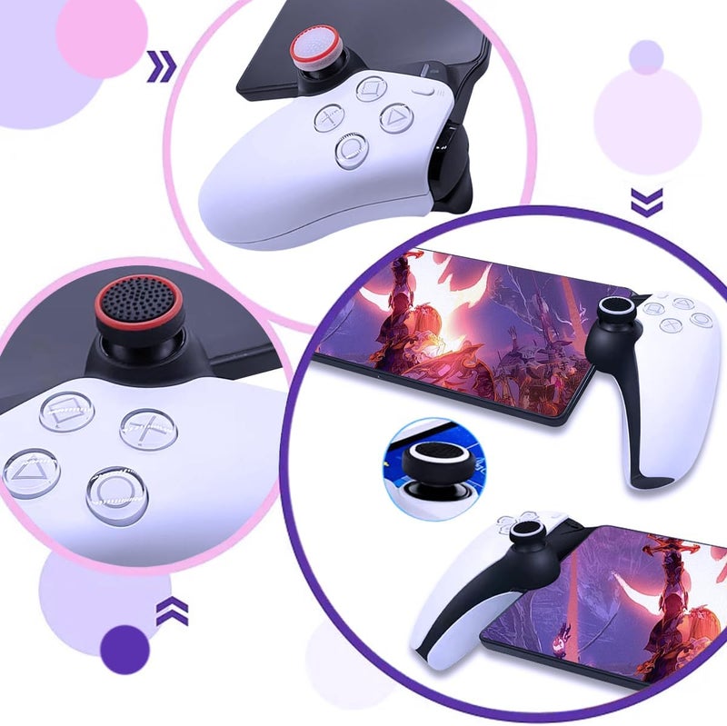 Sunmike PS Portal Thumb Grips Black, Full Protection Analog Stick Cover Silicone Joystick Caps Anti-Scratch & Anti-Slip Thumbstick Replacement Thumb Grips Caps PS Portal Accessories (4 Pcs) - White - Image 2